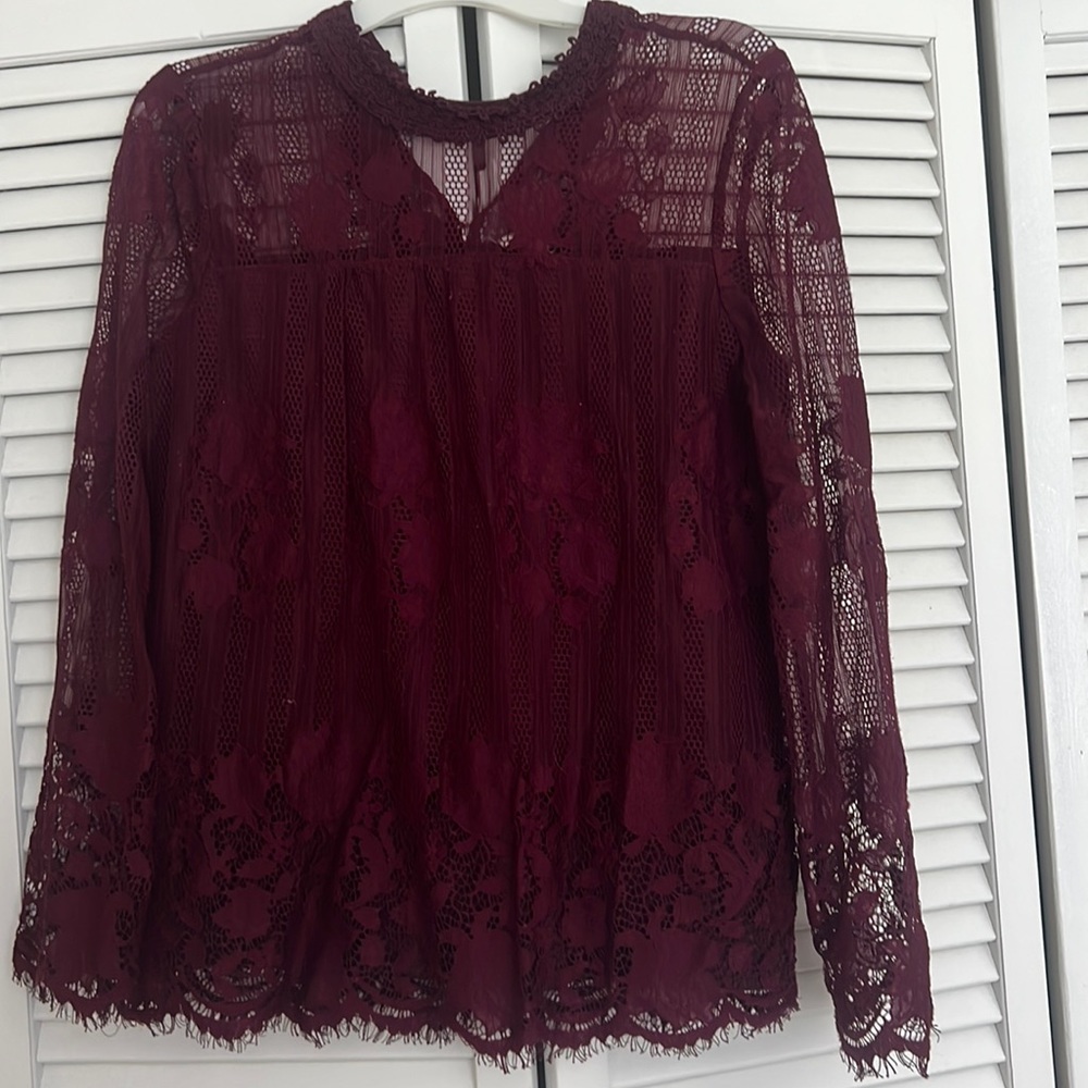 Altar’d State Burgundy Lace Top